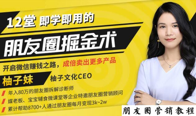 【营销必学】12堂学之即用的朋友圈掘金术：开启你的副业赚钱之路-赚钱驿站