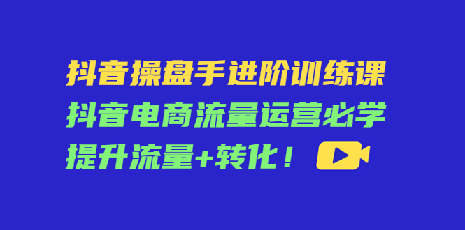抖音操盘手进阶训练课：抖音电商流量运营必学，提升流量+转化-赚钱驿站