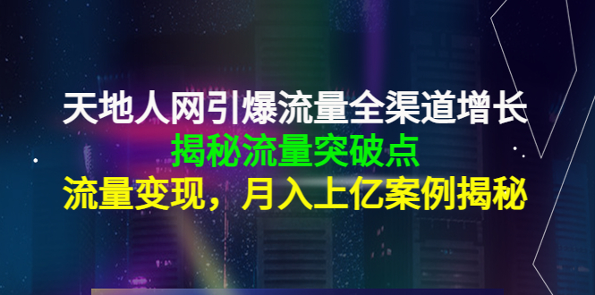 天地人网引爆流量全渠道增长：揭秘流量突然破点，流量变现，月入上亿案例-赚钱驿站