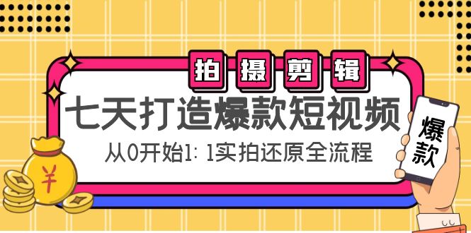 七天打造爆款短视频：拍摄+剪辑实操，从0开始1:1实拍还原实操全流程-赚钱驿站