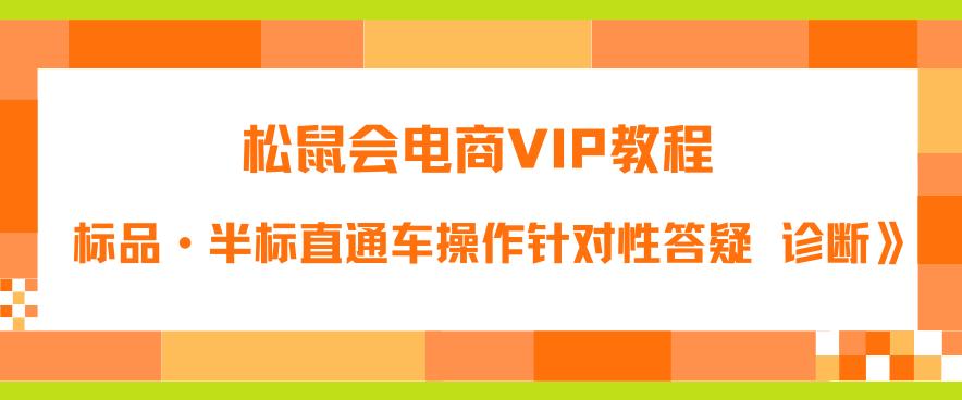 松鼠会电商VIP教程：松鼠《付费推广标品·半标直通车操作针对性答疑&诊断》-赚钱驿站
