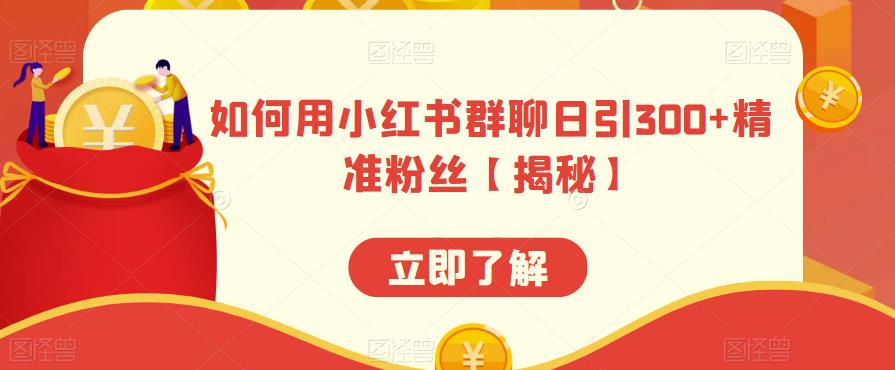 如何用小红书群聊日引300+精准粉丝【揭秘】-赚钱驿站
