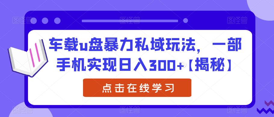 车载u盘暴力私域玩法，一部手机实现日入300+【揭秘】-赚钱驿站