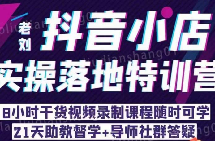 老刘·抖店商品卡流量，​抖音小店实操落地特训营，8小时干货视频录制课程随时可学-赚钱驿站