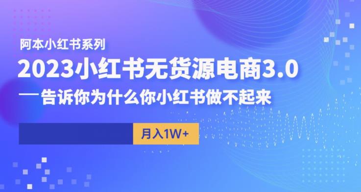 阿本小红书无货源电商3.0，告诉你为什么你小红书做不起来-赚钱驿站