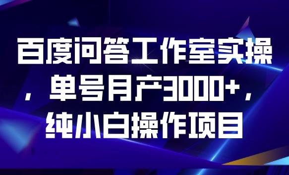 百度问答工作室实操，单号月产3000+，纯小白操作项目【揭秘】-赚钱驿站