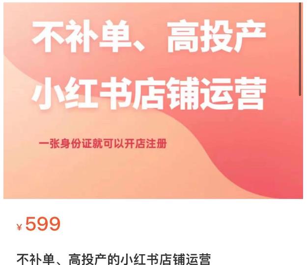 不补单、高投产的小红书店铺运营，一张身份证就可以开店注册-赚钱驿站