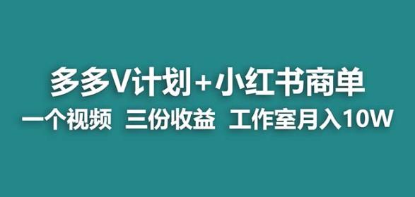 【蓝海项目】多多v计划+小红书商单一个视频三份收益工作室月入10w-赚钱驿站