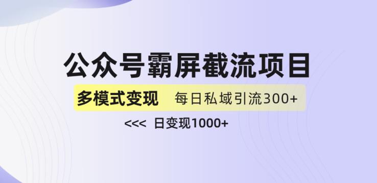 公众号霸屏截流项目+私域多渠道变现玩法，全网首发，日入1000+【揭秘】-赚钱驿站