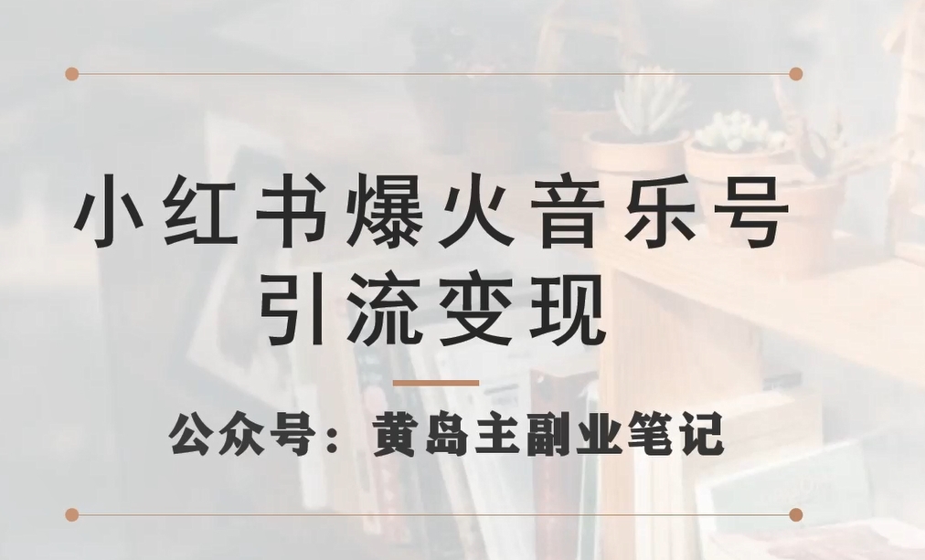 小红书爆火音乐号引流变现项目，视频版一条龙实操玩法分享给你-赚钱驿站