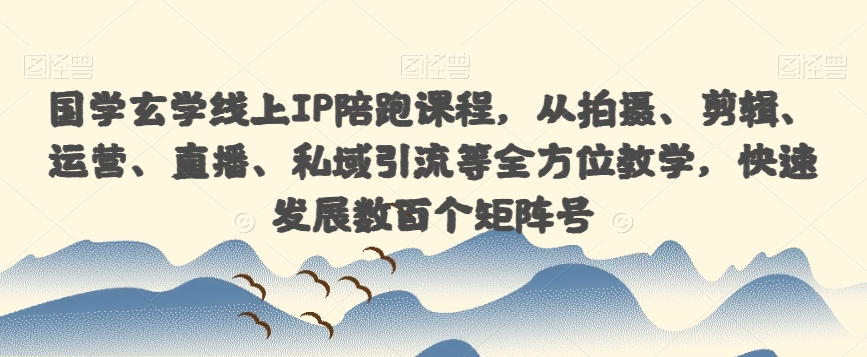国学玄学线上IP陪跑课程，从拍摄、剪辑、运营、直播、私域引流等全方位教学，快速发展数百个矩阵号-赚钱驿站