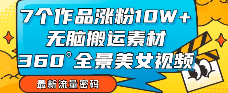 7个作品涨粉10W+，无脑搬运素材，全景美女视频爆款玩法分享【揭秘】-赚钱驿站