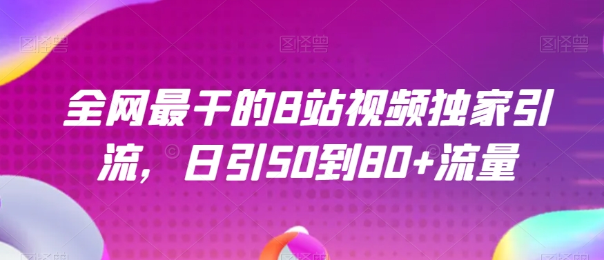 全网最干的B站视频独家引流，日引50到80+流量【揭秘】-赚钱驿站