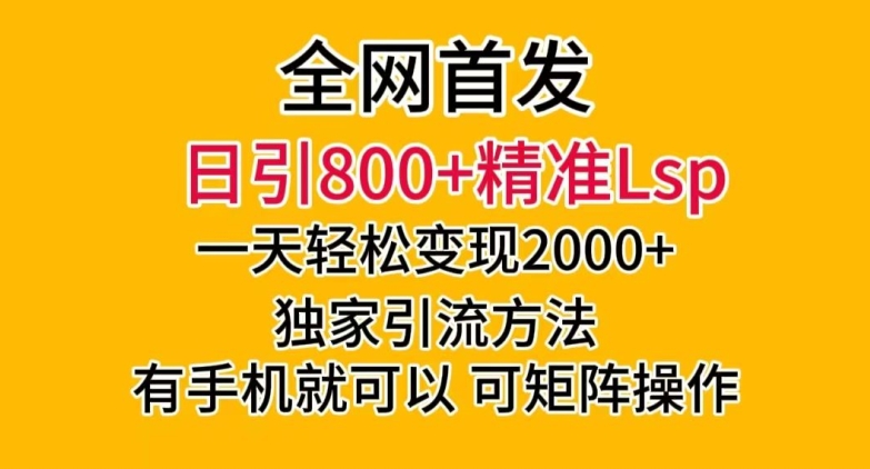 全网首发！日引800+精准老色批，一天变现2000+，独家引流方法，可矩阵操作【揭秘】-赚钱驿站