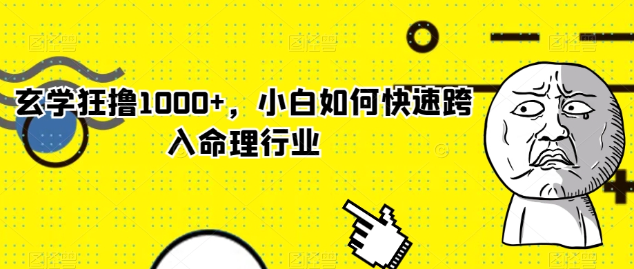 玄学狂撸1000+，小白如何快速跨入命理行业【揭秘】-赚钱驿站