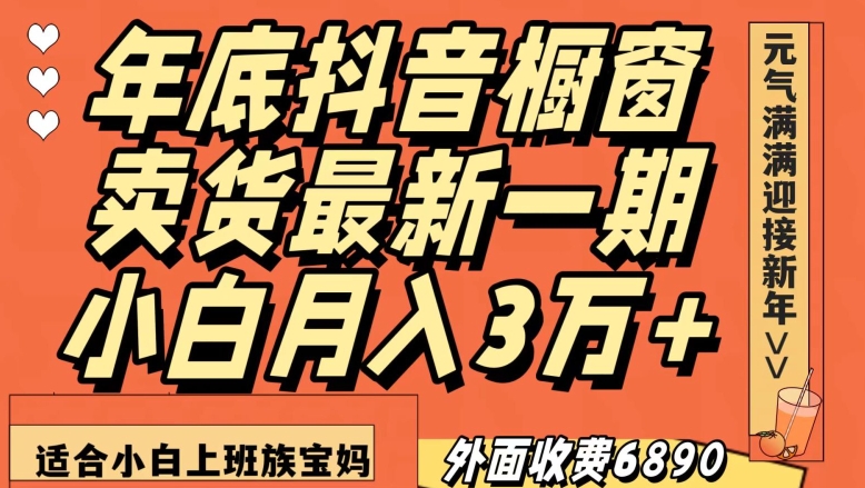 外面收费6890元年底抖音橱窗卖货最新一期，小白月入3万，适合小白上班族宝妈【揭秘】-赚钱驿站