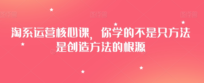淘系运营核心课，你学的不是只方法是创造方法的根源-赚钱驿站