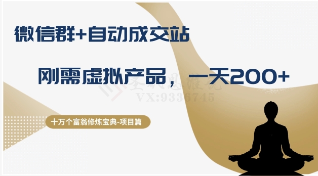 十万个富翁修炼宝典之8.微信群+自动成交站，刚需虚拟产品，一天200+-赚钱驿站