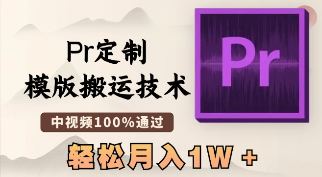 最新Pr定制模版搬运技术，中视频100%通过，几分钟一条视频，轻松月入1W＋【揭秘】-赚钱驿站