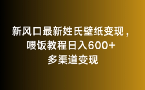 新风口最新姓氏壁纸变现，喂饭教程日入600+【揭秘】-赚钱驿站