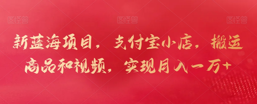 新蓝海项目，支付宝小店，搬运商品和视频，实现月入一万+【揭秘】-赚钱驿站