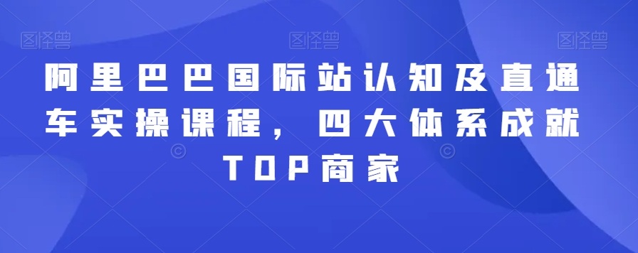 阿里巴巴国际站认知及直通车实操课程，四大体系成就TOP商家-赚钱驿站