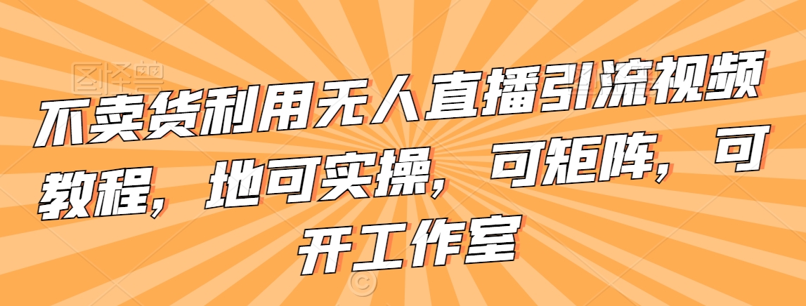 不卖货利用无人直播引流视频教程，地可实操，可矩阵，可开工作室【揭秘】-赚钱驿站