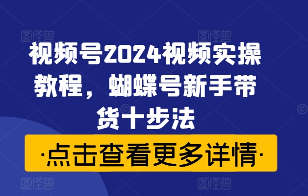 视频号2024视频实操教程，蝴蝶号新手带货十步法-赚钱驿站