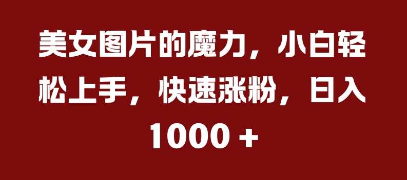 美女图片的魔力，小白轻松上手，快速涨粉，日入几张【揭秘】-赚钱驿站