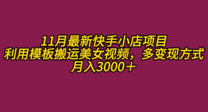 11月K总部落快手小店情趣男粉项目，利用模板搬运美女视频，多变现方式月入3000+-赚钱驿站