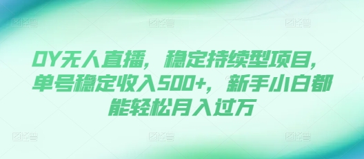 DY无人直播，稳定持续型项目，单号稳定收入500+，新手小白都能轻松月入过万【揭秘】-赚钱驿站
