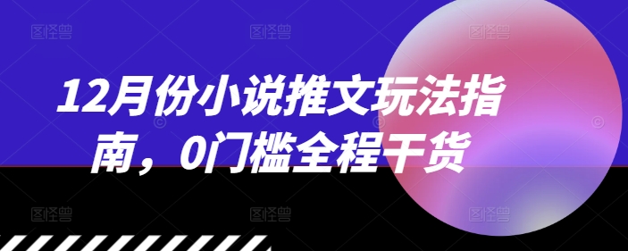 12月份小说推文玩法指南，0门槛全程干货-赚钱驿站