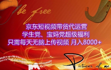 京东短视频带货代运营，学生党、宝妈党超级福利，只需每天无脑上传视频，月入8000+【仅揭秘】-赚钱驿站