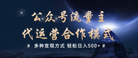 公众号流量主代运营  多种变现方式 轻松日入5张【揭秘】-赚钱驿站