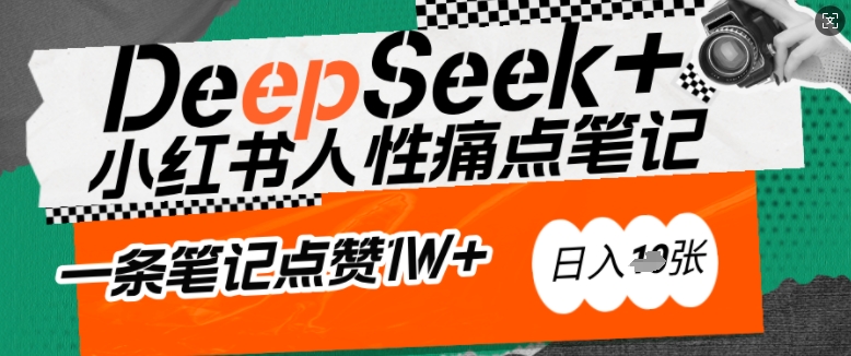 AI赋能小红书爆款秘籍：用DeepSeek轻松抓人性痛点，小白也能写出点赞破万的吸金笔记，日入多张-赚钱驿站