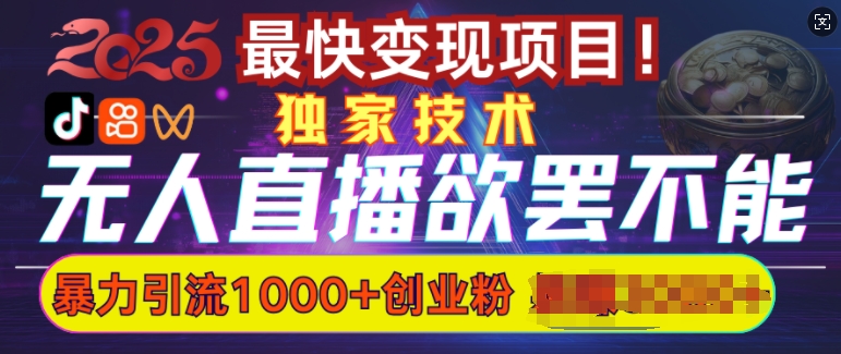 欲罢不能的无人直播引流，超暴力日引流1000+高质量精准创业粉-赚钱驿站