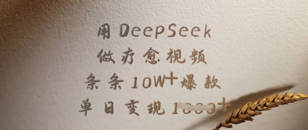 用DeepSeek做疗愈视频，条条10W+爆款，单日变现多张-赚钱驿站