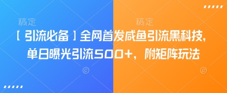 【引流必备】全网首发咸鱼引流黑科技，单日曝光引流500+，附矩阵玩法【揭秘】-赚钱驿站