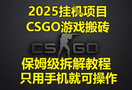 2025挂G项目，CSGO游戏搬砖，保姆级拆解教程，只用手机就可操作【揭秘】-赚钱驿站