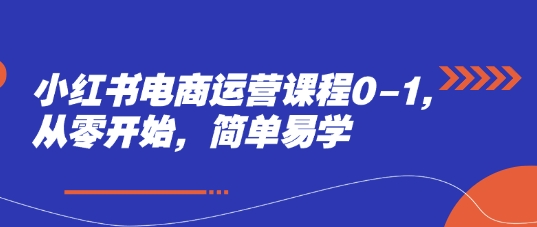 小红书电商运营课程0-1，从零开始，简单易学-赚钱驿站