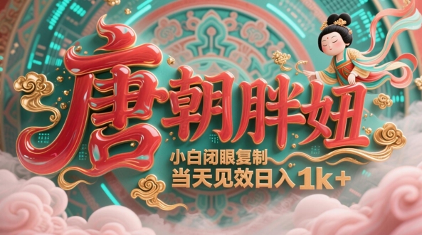 用AI克隆“唐朝胖妞”日更3条，平台疯狂推流，小白闭眼复制，当天见效，日入1k+-赚钱驿站
