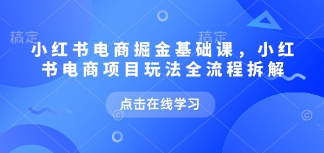 小红书电商掘金课，小红书电商项目玩法全流程拆解（更新5月）-赚钱驿站