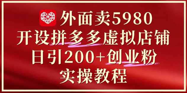 外面卖5980开设拼多多虚拟店铺：单日引流200+创业付费粉实战教程-赚钱驿站