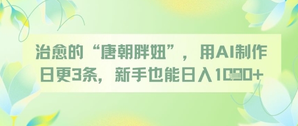 治愈的“唐朝胖妞”，用AI制作日更3条，新手也能日入多张-赚钱驿站