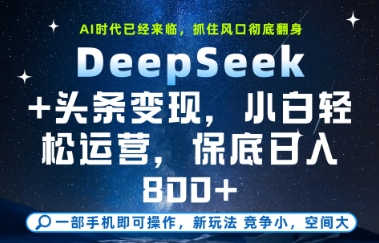 DeepSeek+头条变现，保姆级教学，小白轻松上手，日入8张+【揭秘】-赚钱驿站