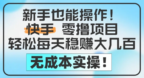 新手也能操作，快手零撸挣米，轻松每天挣2-5张，完全无成本-赚钱驿站