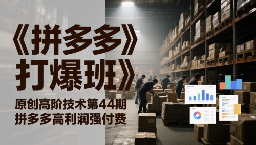 《拼多多打爆班》原创高阶技术第44期，拼多多高利润强付费-赚钱驿站