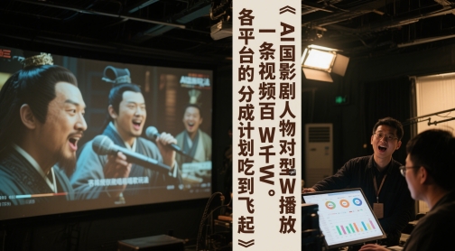 AI三国影视剧人物对口型唱歌玩法，一条视频百W千W播放，各平台的分成计划吃到飞起-赚钱驿站