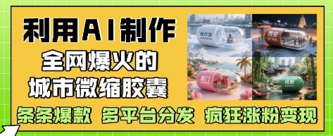 利用AI制作全网爆火的城市微缩胶囊，条条爆款， 多平台分发，疯狂涨粉变现-赚钱驿站