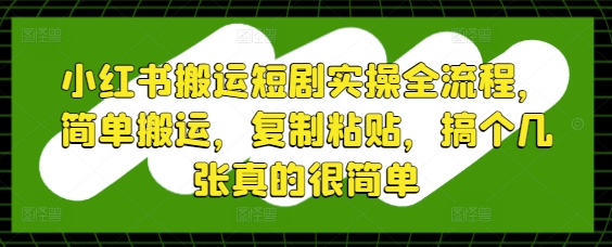 小红书搬运短剧实操全流程，简单搬运，复制粘贴，搞个几张真的很简单-赚钱驿站